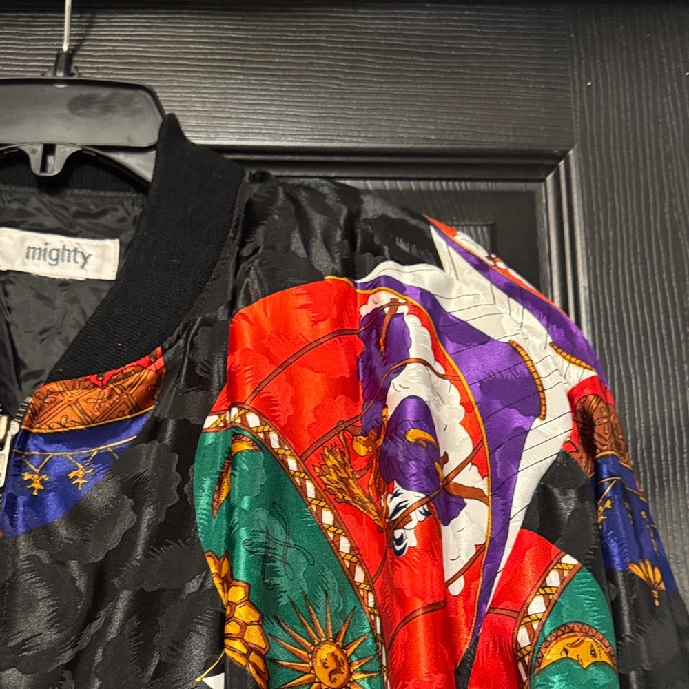 Vintage “Mighty” Vibrant Graphic Bomber Jacket - Picture 3 of 5